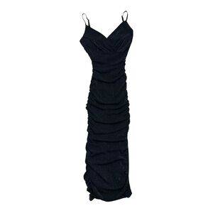 Papaya Black Shimmer Ruched Dress - Size Medium